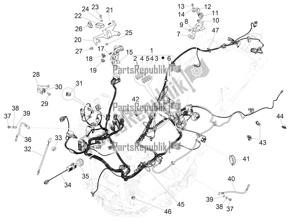 Tutte le parti per il Cablaggio Principale del Piaggio Beverly 300 IE HPE ABS 2021