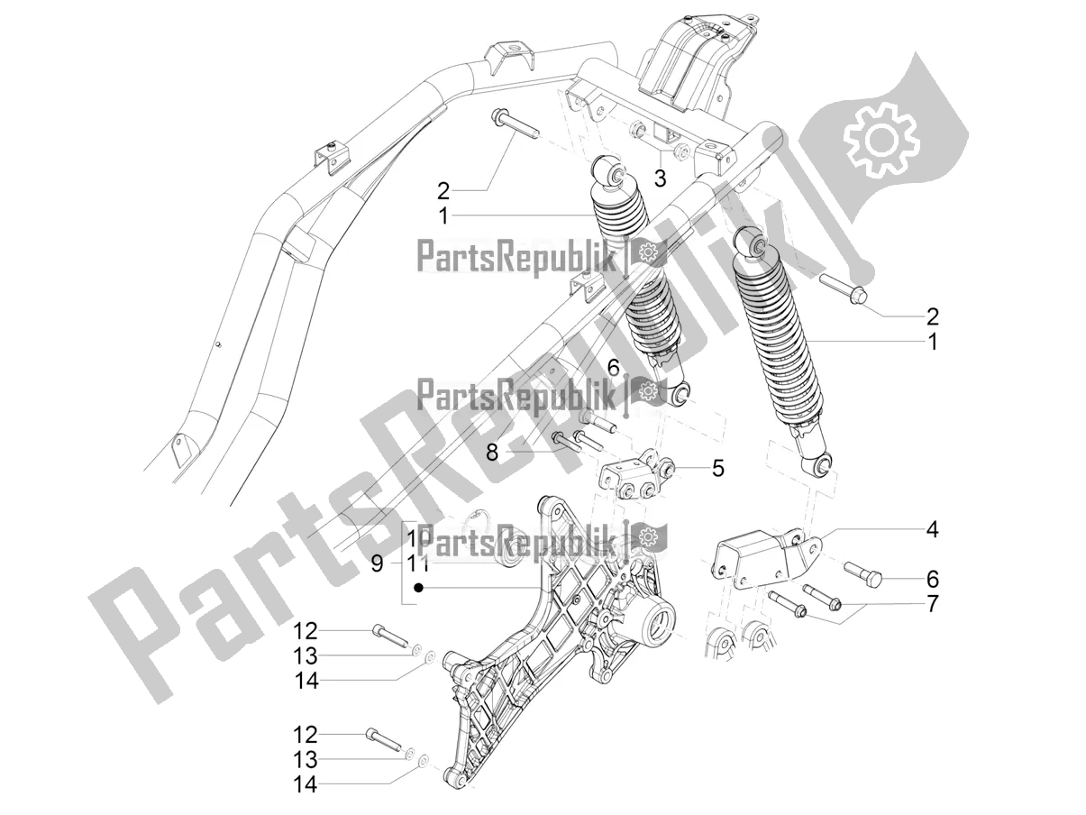 All parts for the Rear Suspension - Shock Absorber/s of the Piaggio Beverly 300 IE HPE ABS 2021