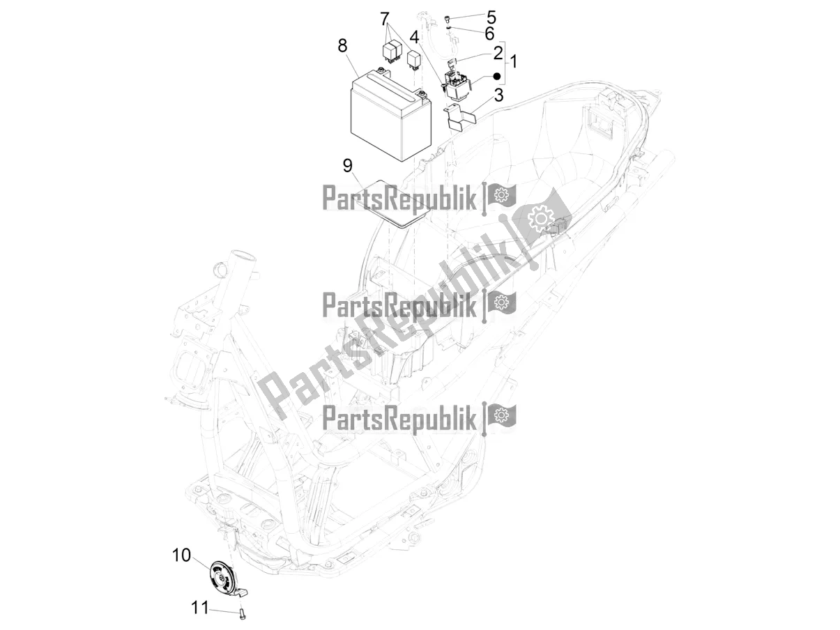 All parts for the Remote Control Switches - Battery - Horn of the Piaggio Beverly 300 IE HPE ABS 2021