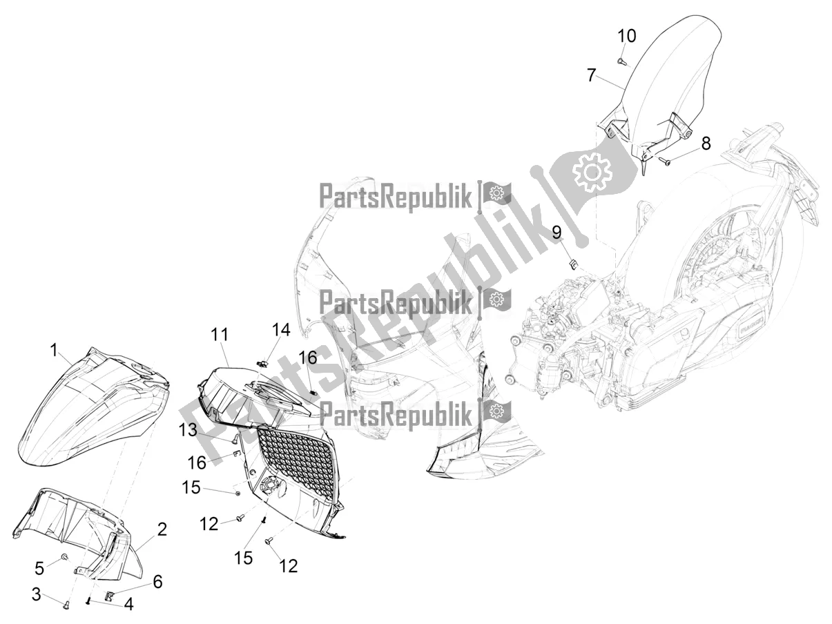 All parts for the Wheel Huosing - Mudguard of the Piaggio Beverly 300 IE HPE ABS 2021