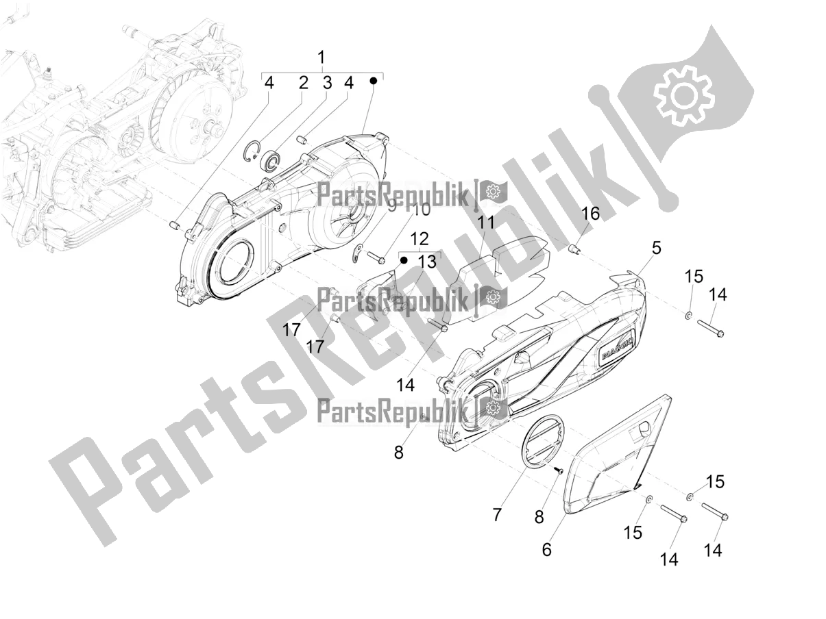 Todas as partes de Tampa Do Cárter - Resfriamento Do Cárter do Piaggio Beverly 300 IE HPE ABS 2022