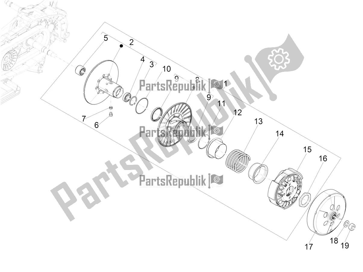 All parts for the Driven Pulley of the Piaggio Beverly 300 IE HPE ABS 2022
