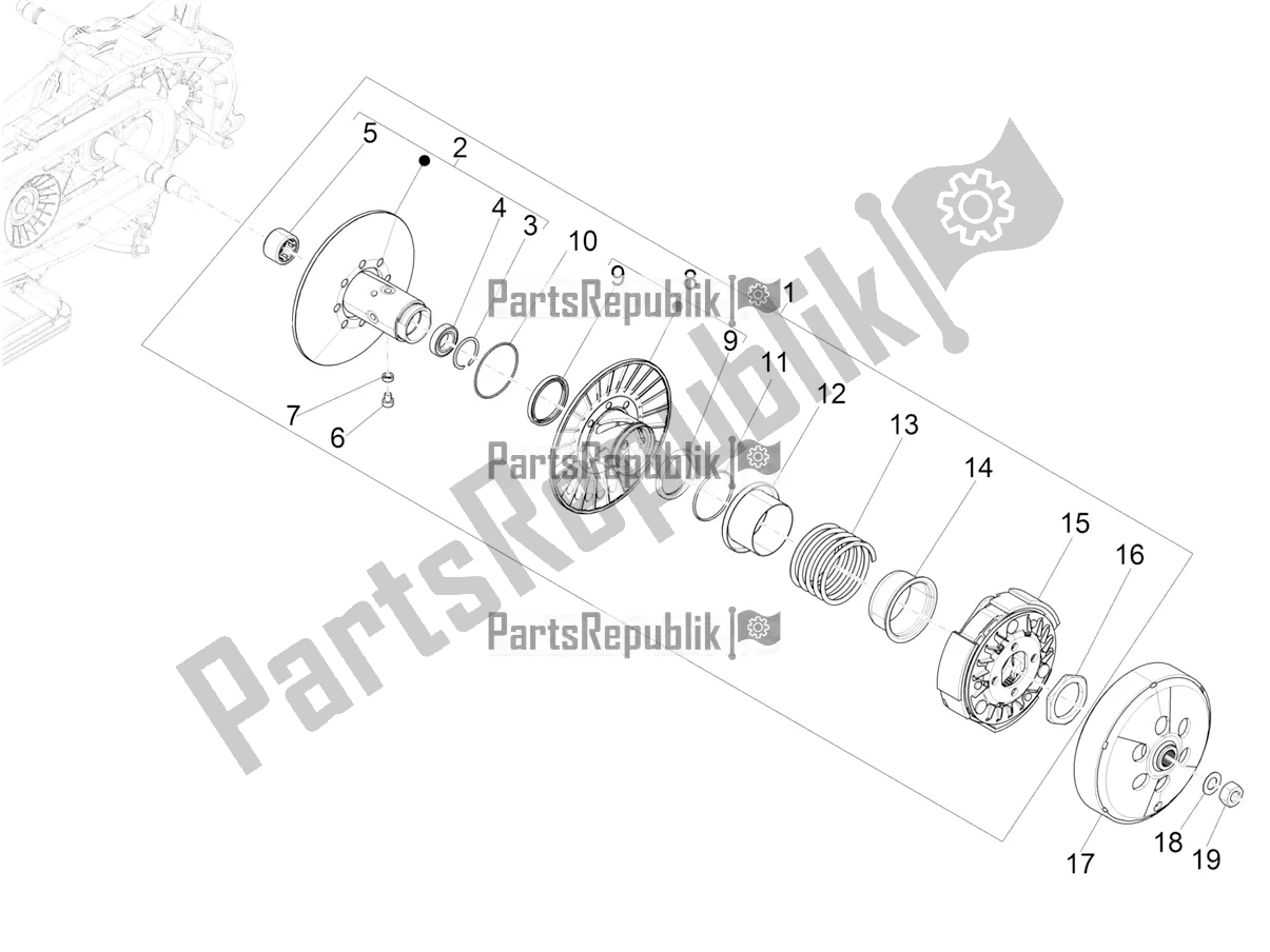 Todas as partes de Polia Conduzida do Piaggio Beverly 300 IE HPE ABS 2022