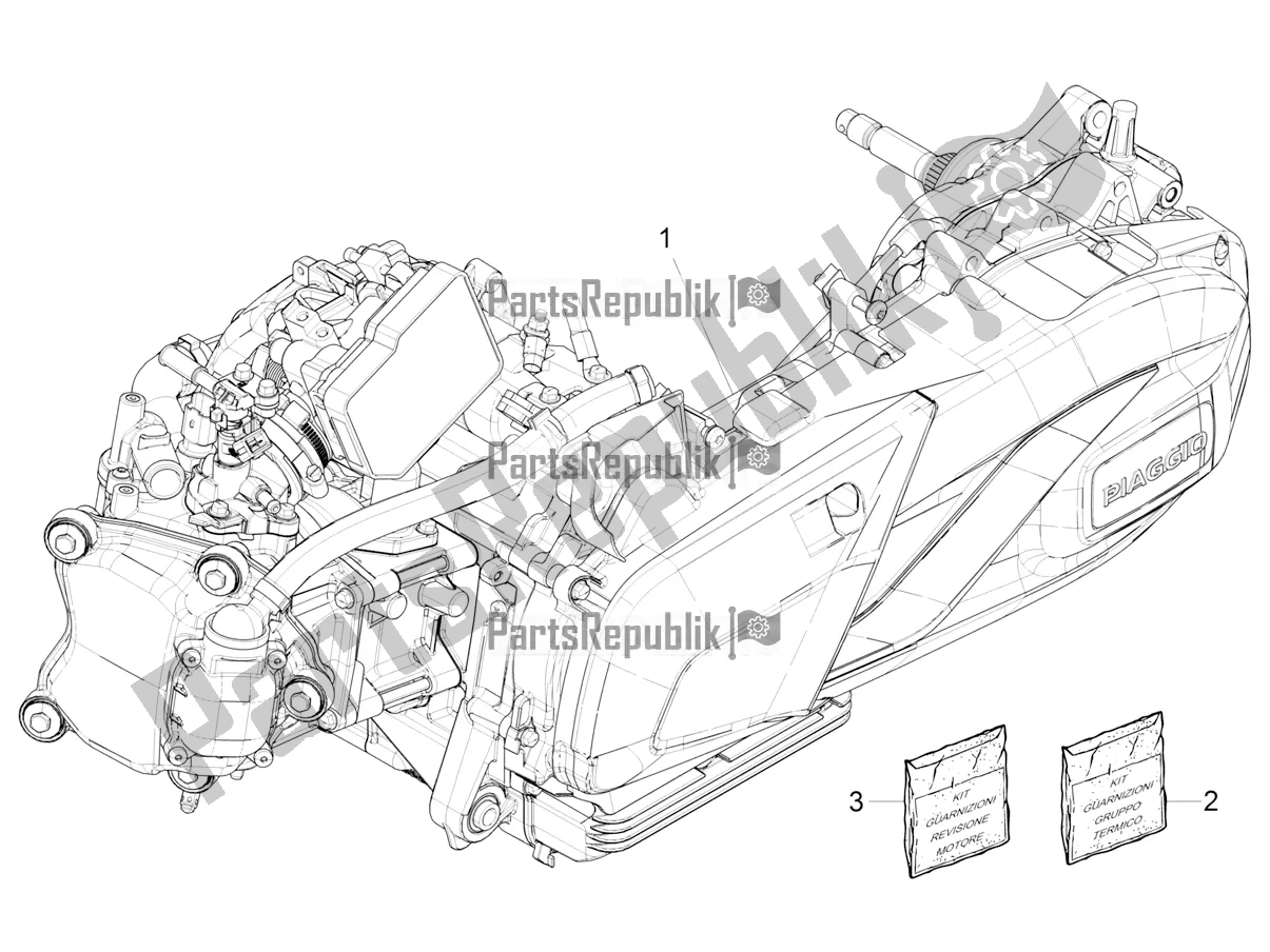 All parts for the Engine, Assembly of the Piaggio Beverly 300 IE HPE ABS 2022