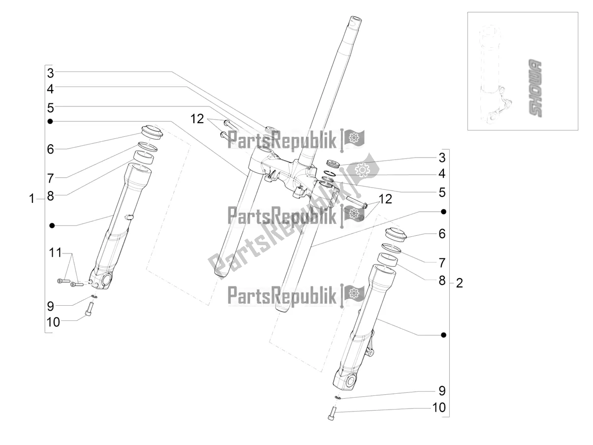 All parts for the Fork's Components (showa) of the Piaggio Beverly 300 IE HPE ABS 2022