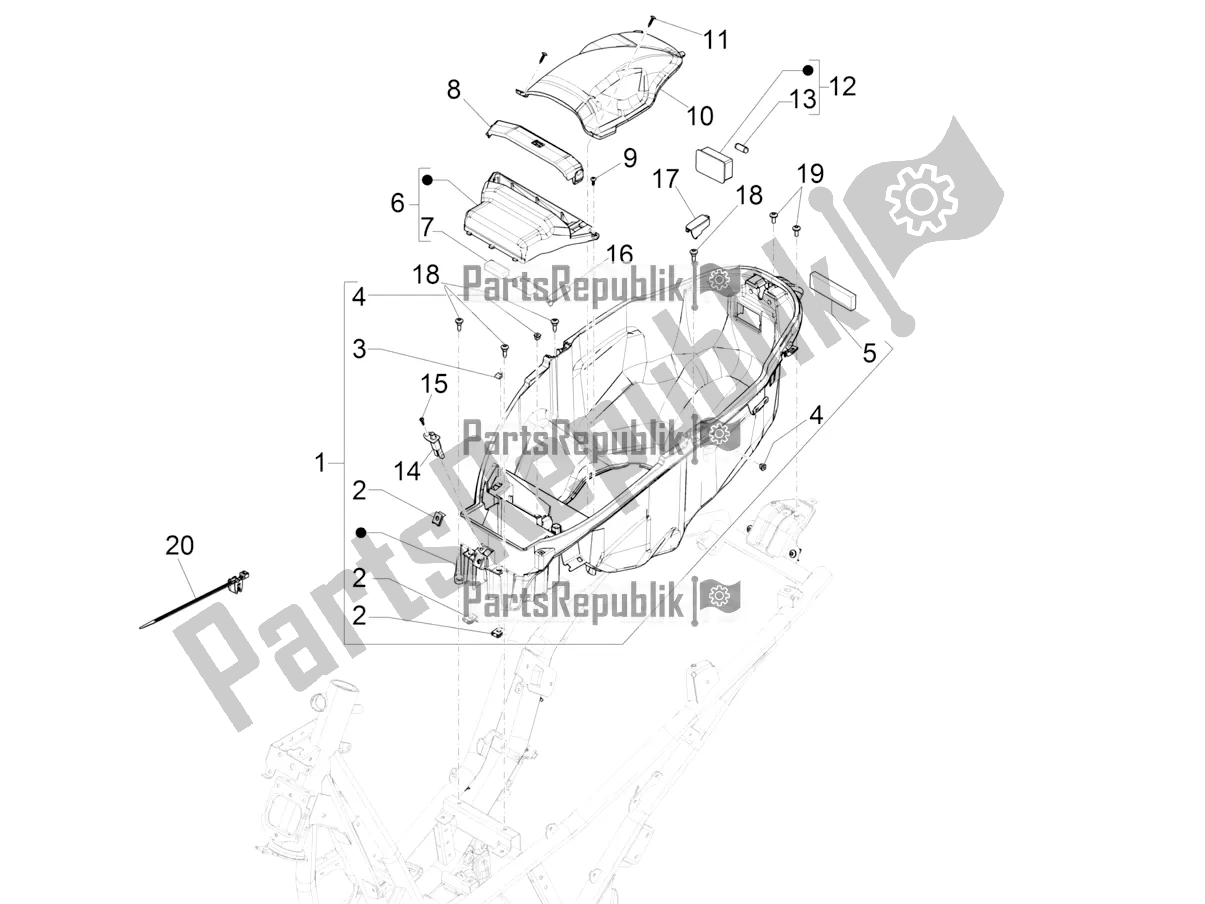 All parts for the Helmet Huosing - Undersaddle of the Piaggio Beverly 300 IE HPE ABS 2022