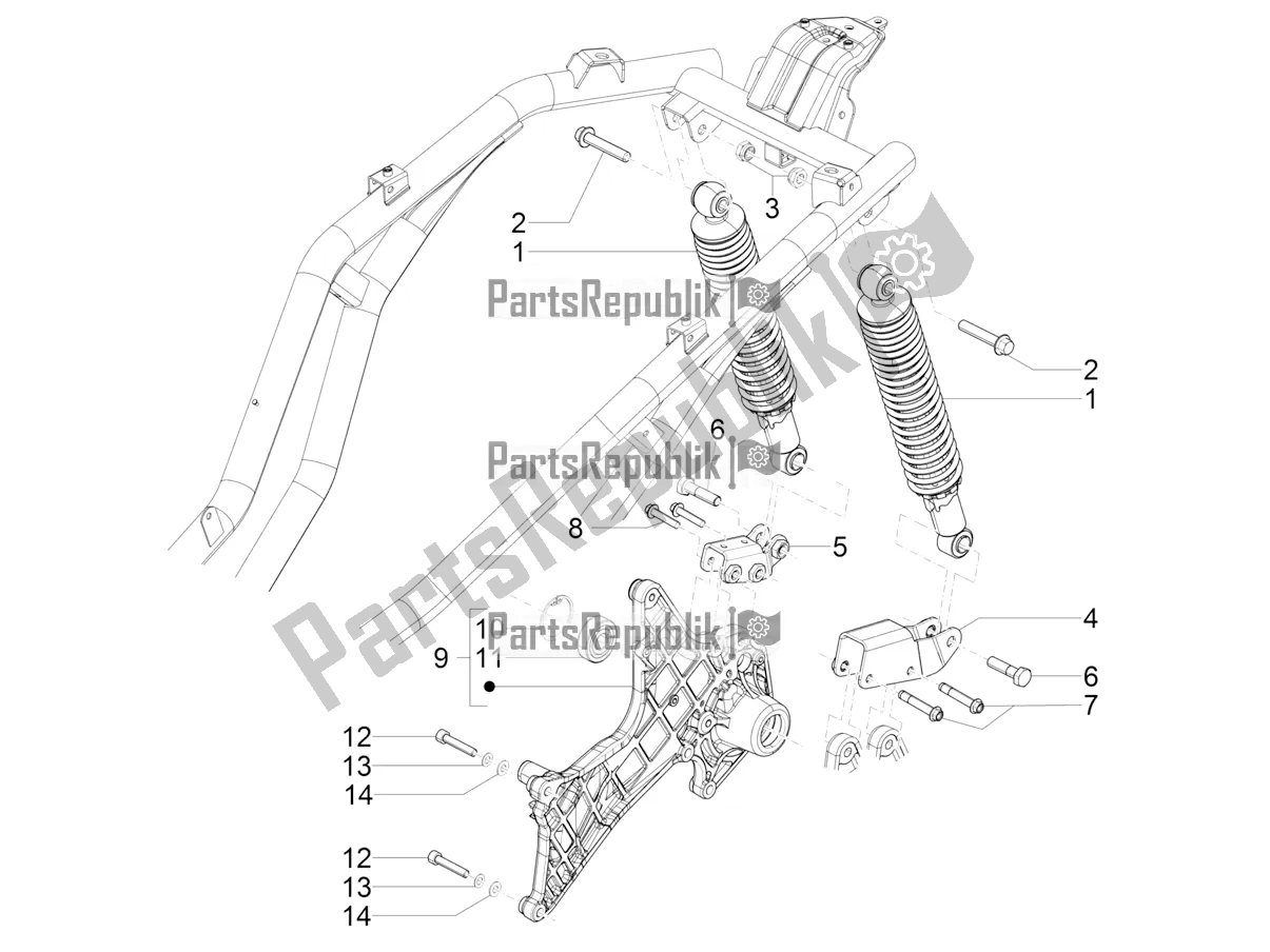 All parts for the Rear Suspension - Shock Absorber/s of the Piaggio Beverly 300 IE HPE ABS 2022