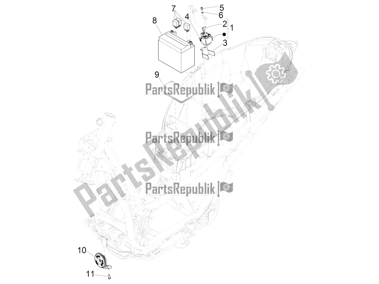 Toutes les pièces pour le Télécommandes - Batterie - Klaxon du Piaggio Beverly 300 IE HPE ABS 2022
