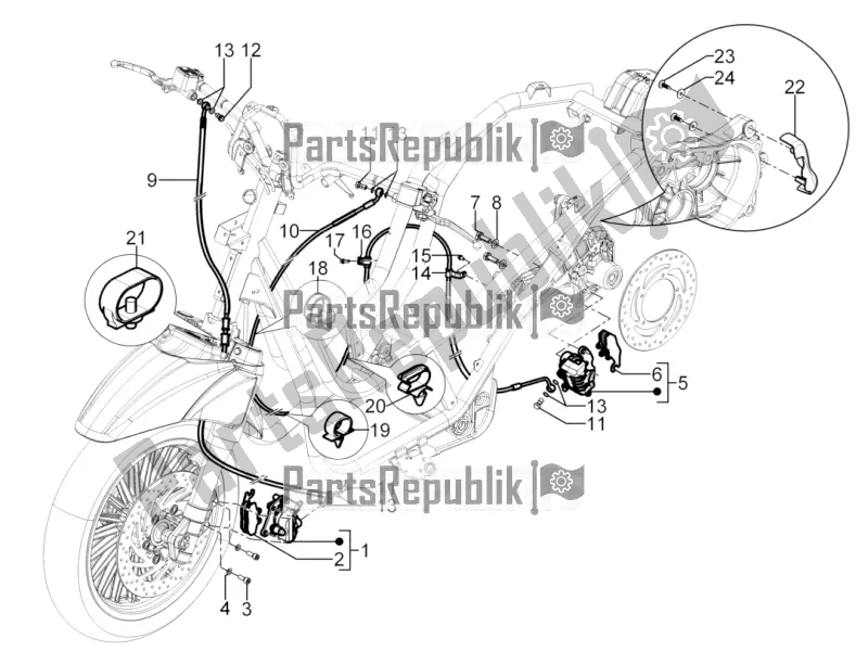 Alle onderdelen voor de Remleidingen - Remklauwen van de Piaggio Beverly 300 Rst/s 4V IE 2016