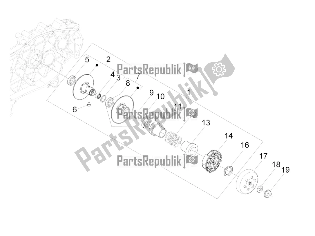 Todas las partes para Polea Conducida de Piaggio Beverly 300 Rst/s 4V IE 2016