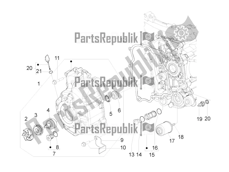 Toutes les pièces pour le Couvercle Magnéto Volant - Filtre à Huile du Piaggio Beverly 300 Rst/s 4V IE 2016