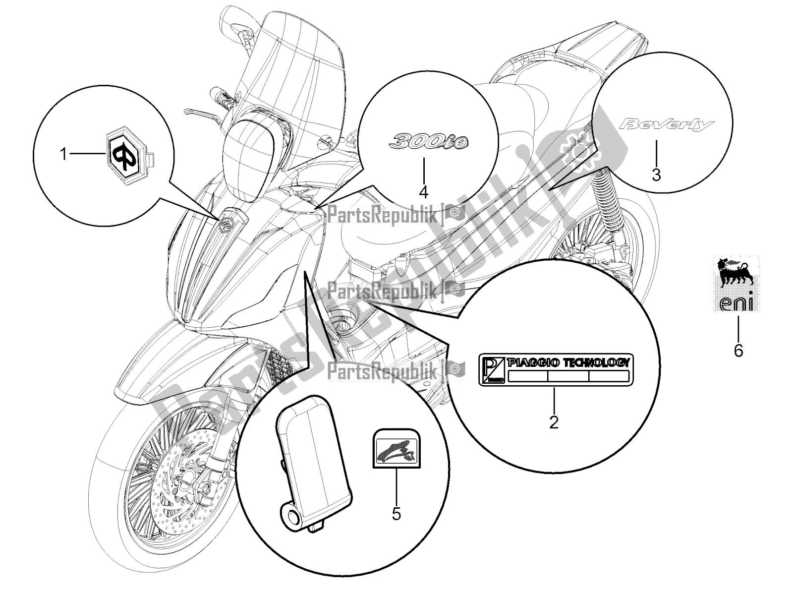 Todas las partes para Placas - Emblemas de Piaggio Beverly 300 Rst/s 4V IE 2016