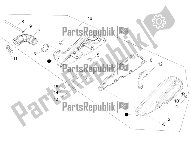 Todas las partes para Filtro De Aire de Piaggio Beverly 350 4T 4V IE Sport Touring 2016