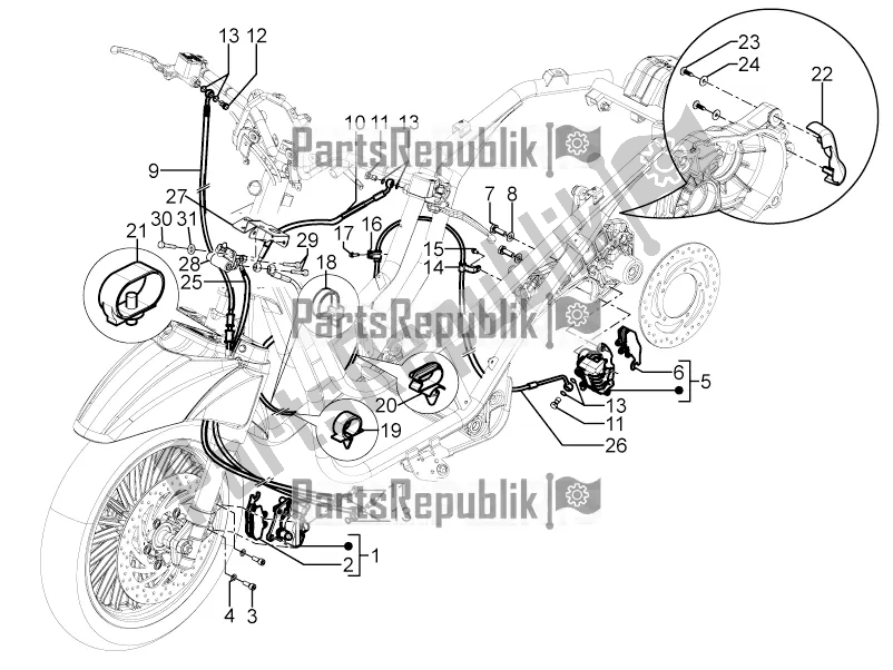 Todas las partes para Tubos De Frenos - Pinzas de Piaggio Beverly 350 4T 4V IE Sport Touring 2016