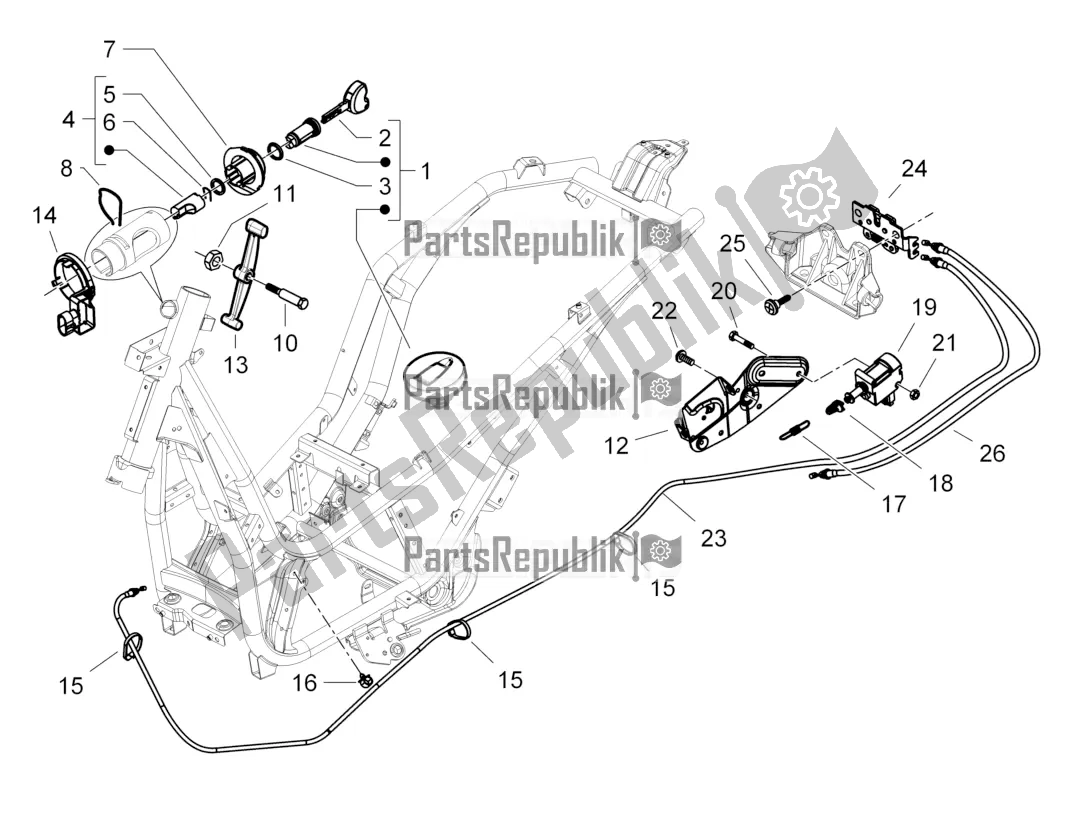 Todas as partes de Fechaduras do Piaggio Beverly 350 4T 4V IE Sport Touring 2016