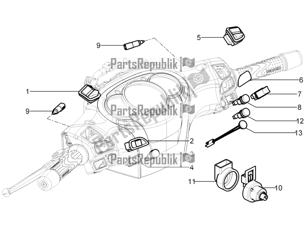 All parts for the Selectors - Switches - Buttons of the Piaggio Beverly 350 4T 4V IE Sport Touring 2016