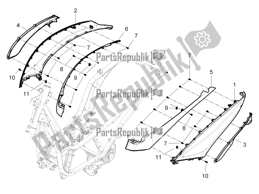 Todas las partes para Cubierta Lateral - Alerón de Piaggio Beverly 350 4T 4V IE Sport Touring 2016