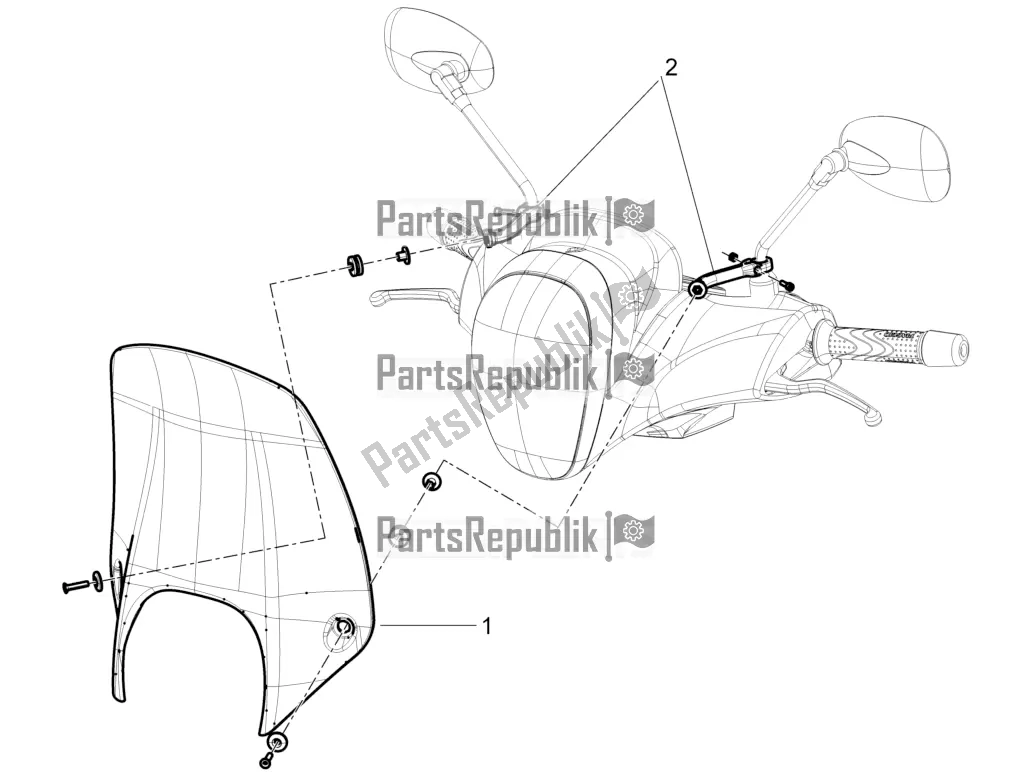 Todas las partes para Parabrisas - Vidrio de Piaggio Beverly 350 4T 4V IE Sport Touring 2016
