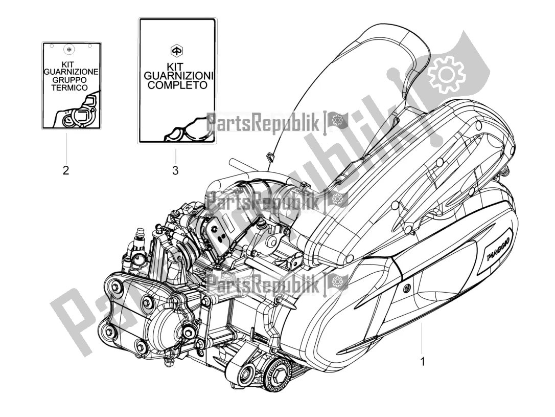 Alle onderdelen voor de Motor Assemblage van de Piaggio Beverly 350 4V IE 2017