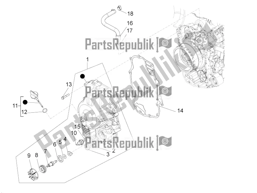 Toutes les pièces pour le Couvercle Magnéto Volant - Filtre à Huile du Piaggio Beverly 350 4V IE 2017