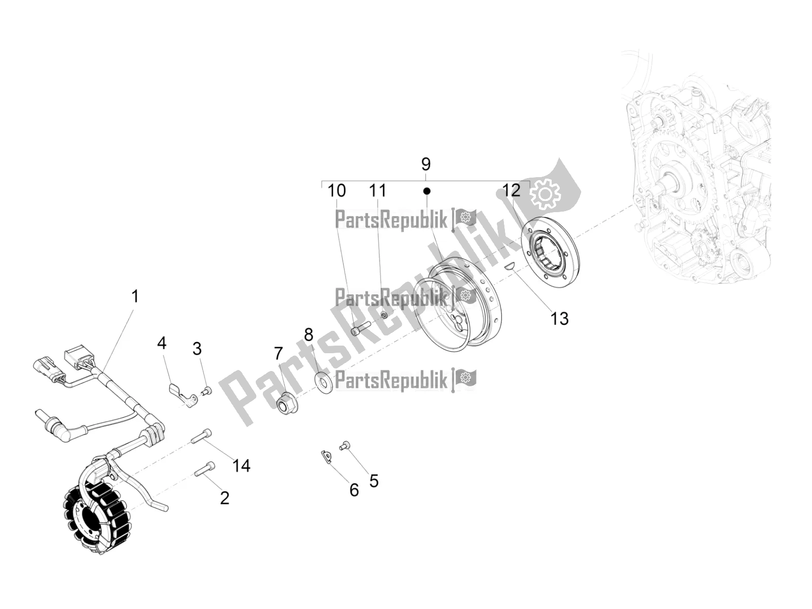 Toutes les pièces pour le Volant Magnéto du Piaggio Beverly 350 4V IE 2017