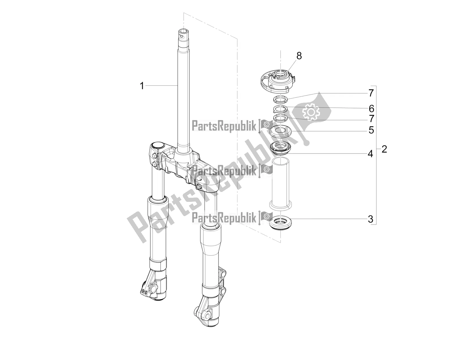 Toutes les pièces pour le Fourche / Tube De Direction - Palier De Direction du Piaggio Beverly 350 4V IE 2017