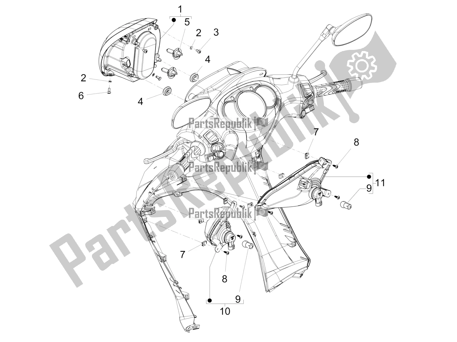 Toutes les pièces pour le Phares Avant - Clignotants du Piaggio Beverly 350 4V IE 2017