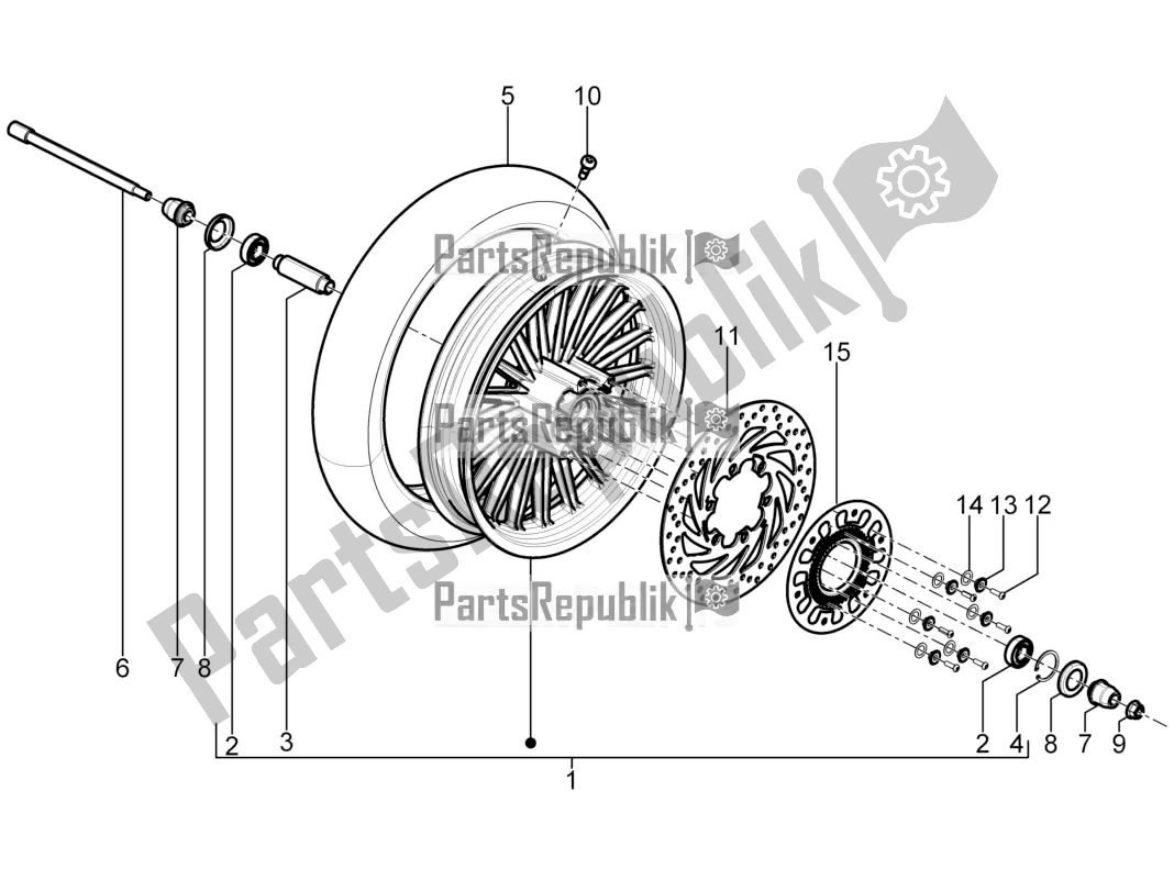 Todas as partes de Roda Da Frente do Piaggio Beverly 350 4V IE 2017