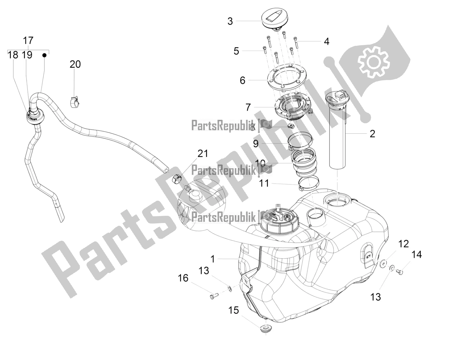 Todas las partes para Depósito De Combustible de Piaggio Beverly 350 4V IE 2017