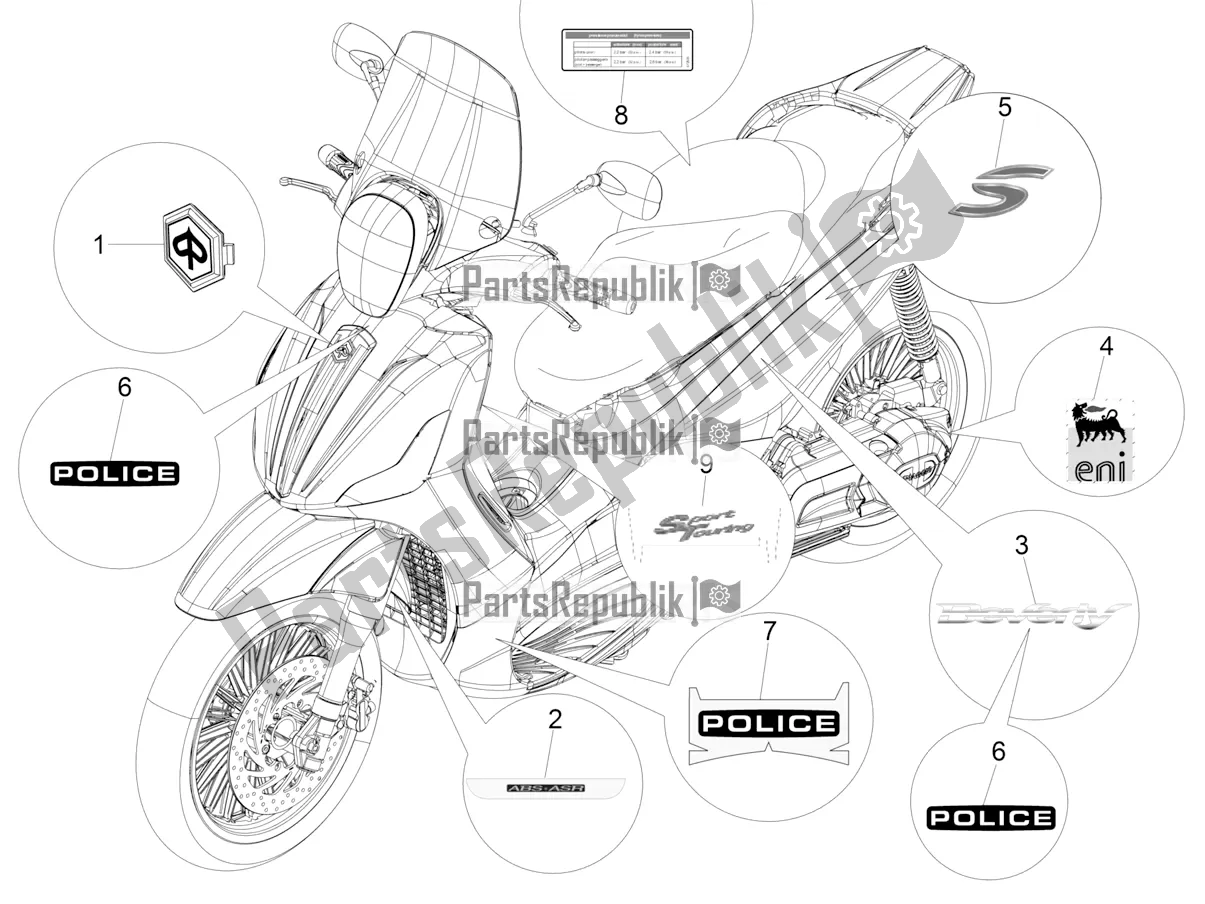 Toutes les pièces pour le Plaques - Emblèmes du Piaggio Beverly 350 4V IE 2017