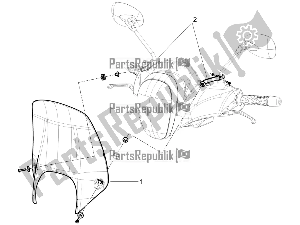 Todas as partes de Pára-brisa - Vidro do Piaggio Beverly 350 4V IE 2017