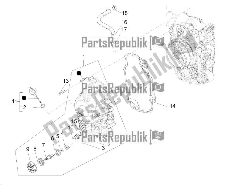 Toutes les pièces pour le Couvercle Magnéto Volant - Filtre à Huile du Piaggio Beverly 350 4V IE 2018