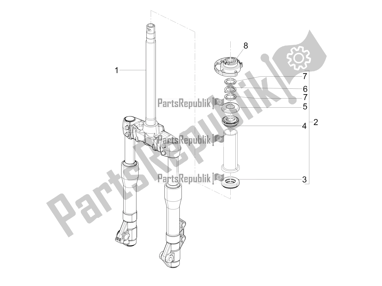 Todas las partes para Horquilla / Tubo De Dirección - Unidad De Rodamiento De Dirección de Piaggio Beverly 350 4V IE 2018