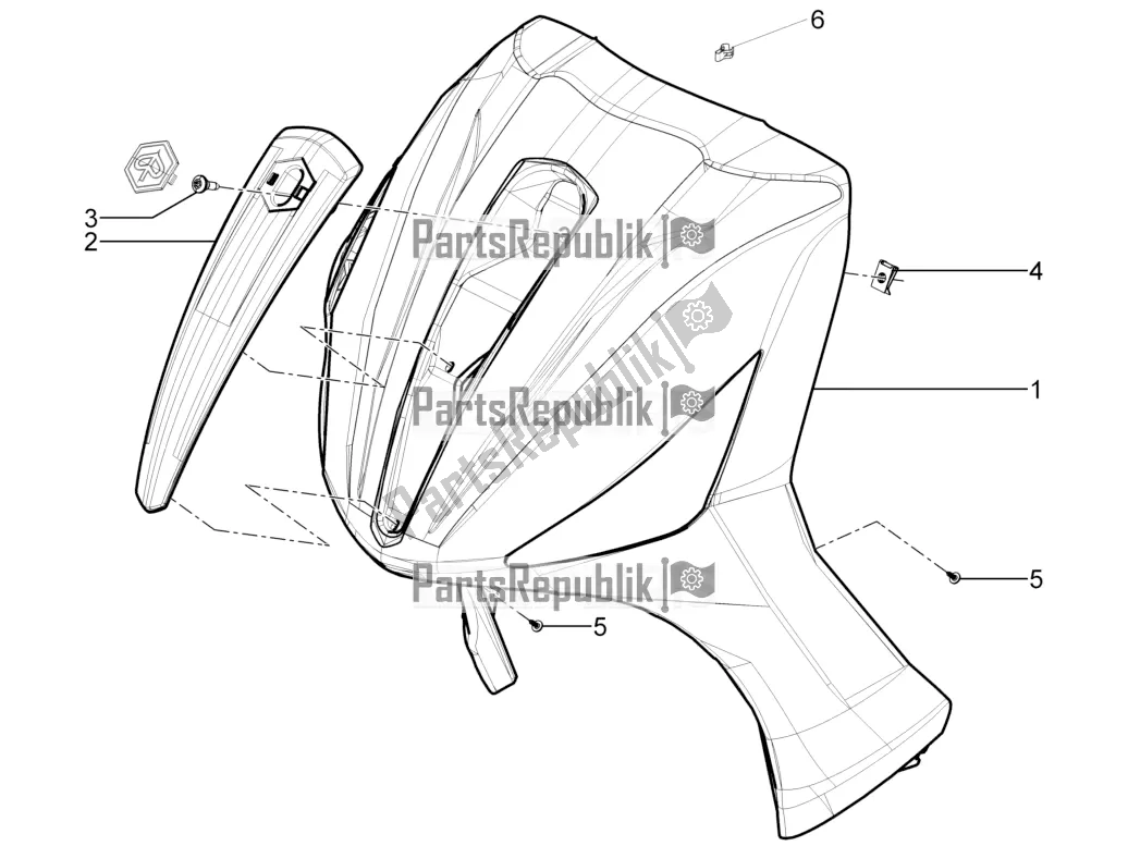 All parts for the Front Shield of the Piaggio Beverly 350 4V IE 2018