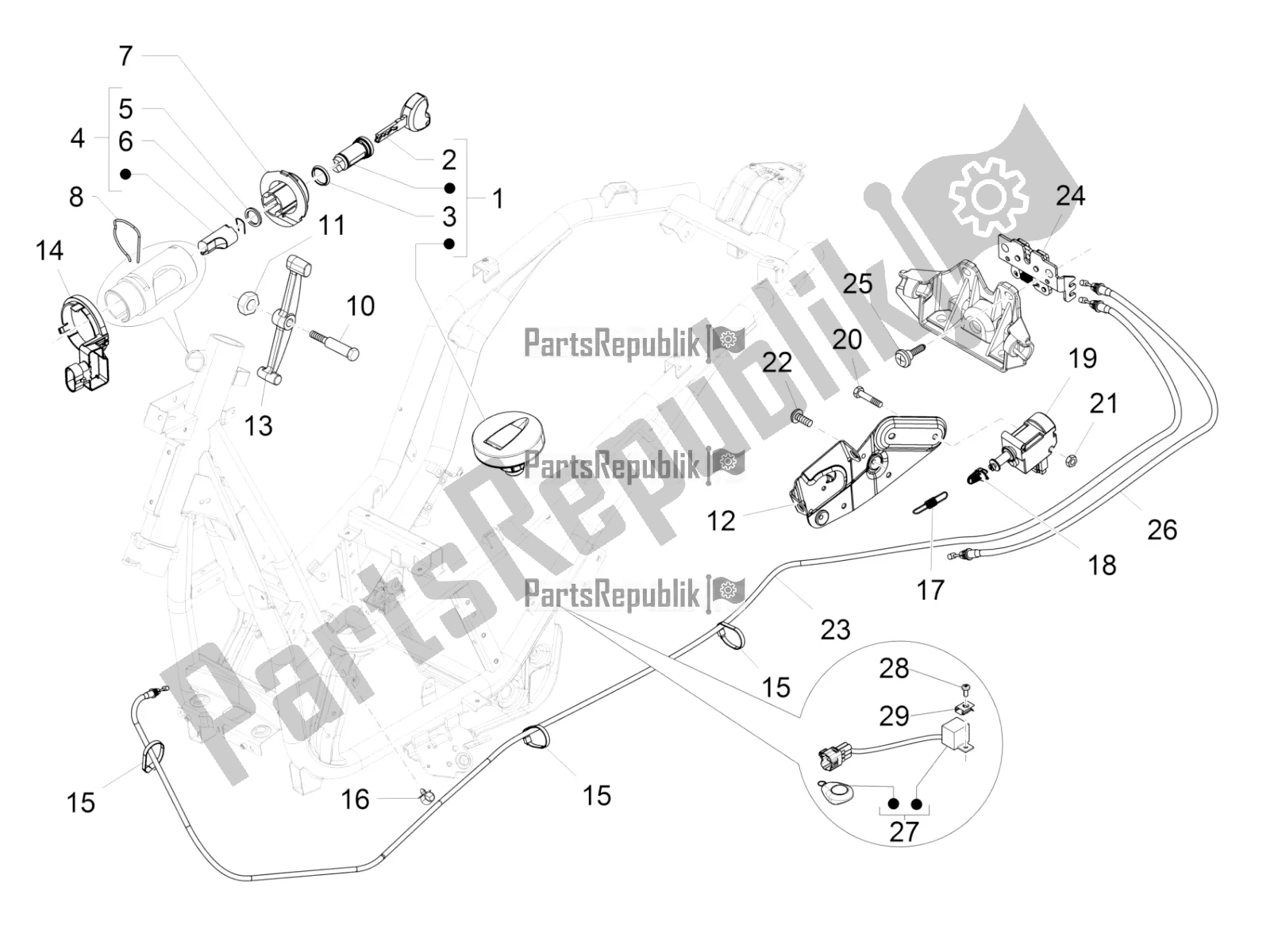 Toutes les pièces pour le Serrures du Piaggio Beverly 350 4V IE 2018