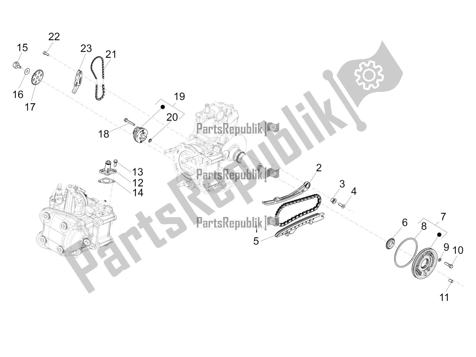 All parts for the Oil Pump of the Piaggio Beverly 350 4V IE 2018