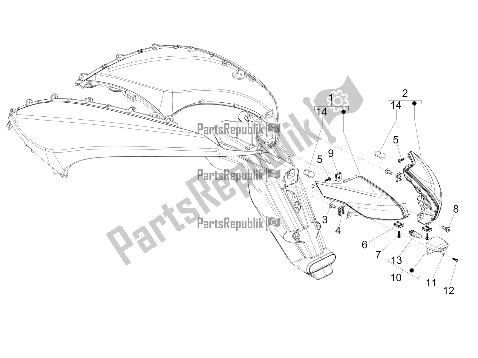 Toutes les pièces pour le Phares Arrière - Clignotants du Piaggio Beverly 350 4V IE 2018