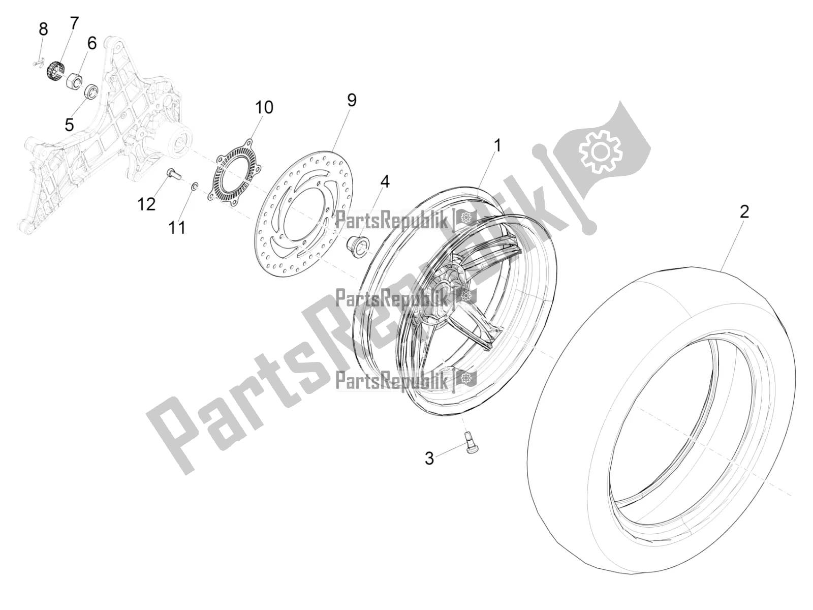 Todas las partes para Rueda Trasera de Piaggio Beverly 350 4V IE 2018