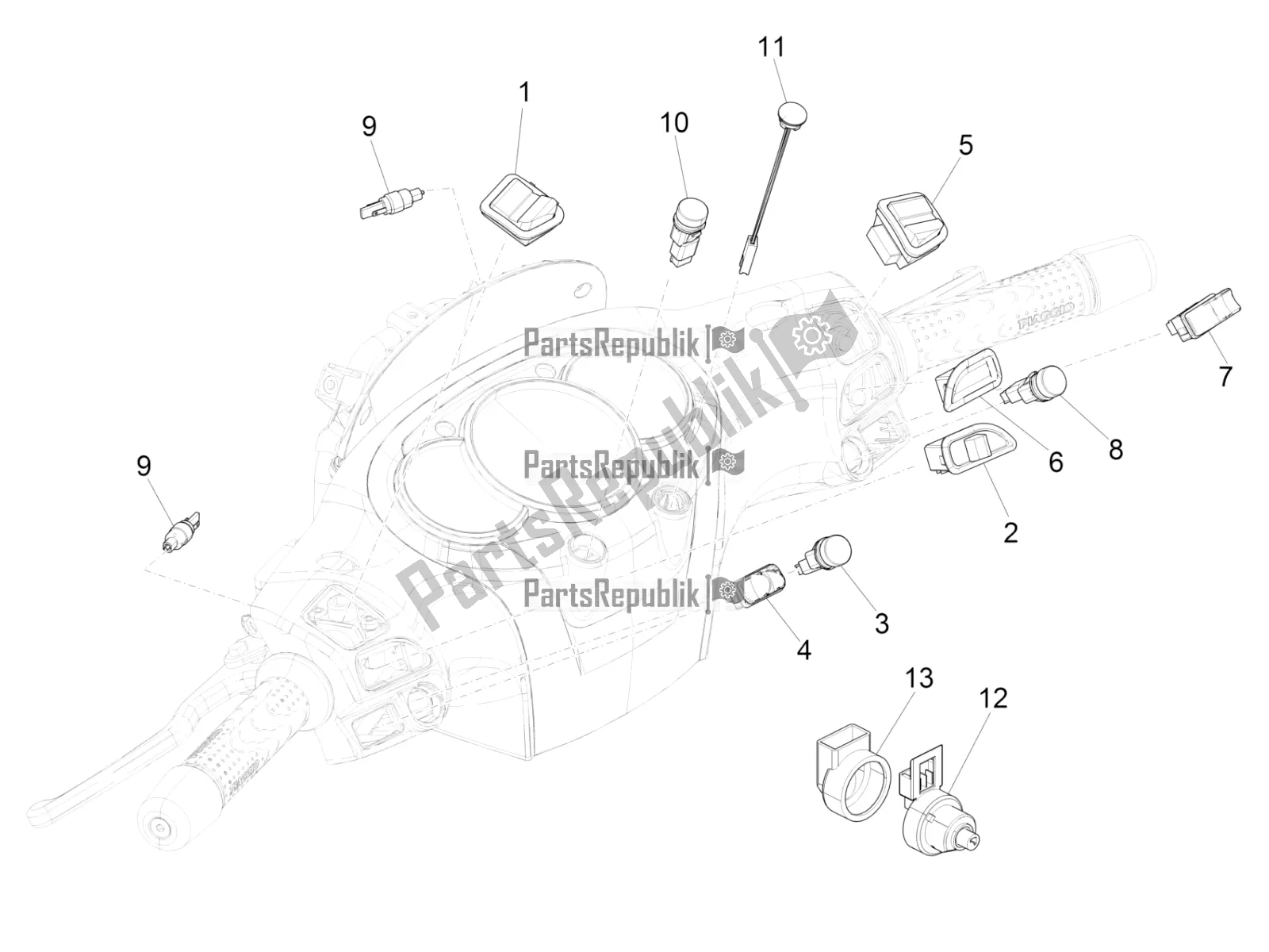 Todas las partes para Selectores - Interruptores - Botones de Piaggio Beverly 350 4V IE 2018