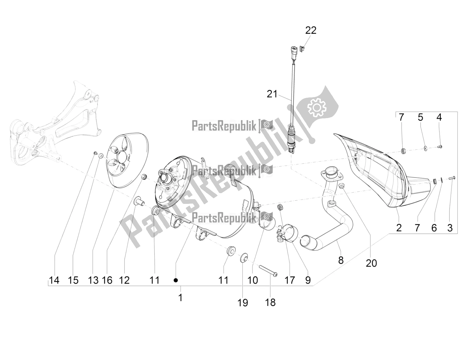 Todas las partes para Silenciador de Piaggio Beverly 350 4V IE 2018