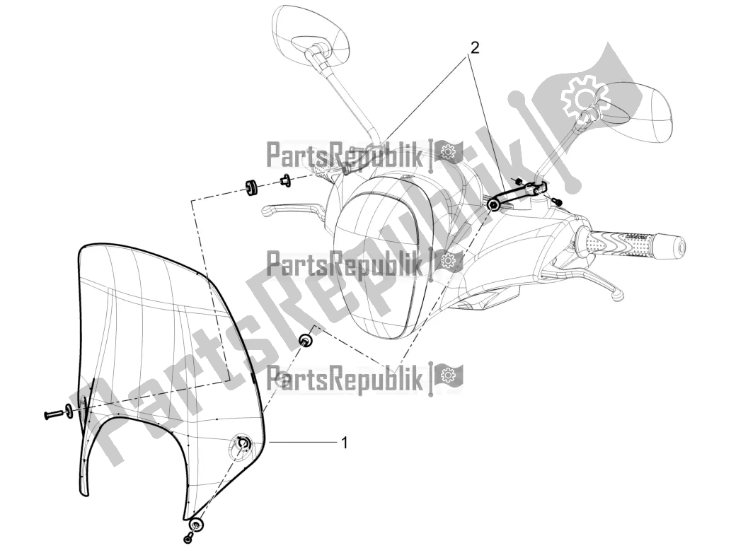 Toutes les pièces pour le Pare-brise - Verre du Piaggio Beverly 350 4V IE 2018