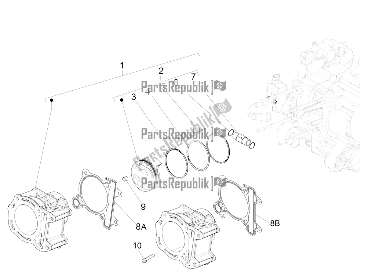 Toutes les pièces pour le Unité Cylindre-piston-axe De Poignet du Piaggio Beverly 350 4V IE 2019