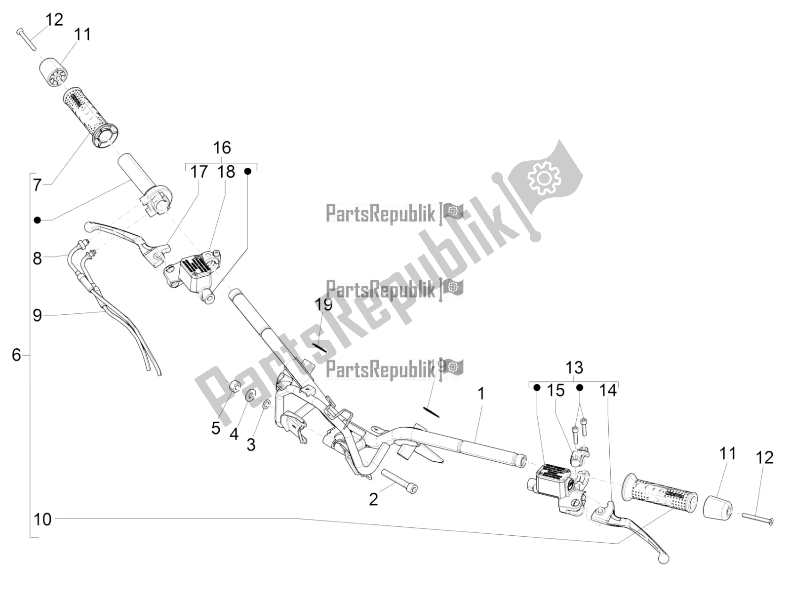 Toutes les pièces pour le Guidon - Master Cil. Du Piaggio Beverly 350 4V IE 2019