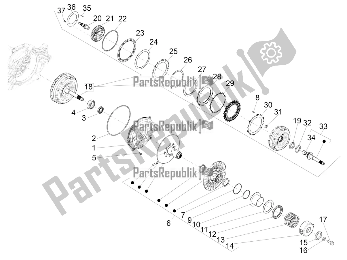 Todas las partes para Polea Conducida de Piaggio Beverly 350 IE ABS 2020