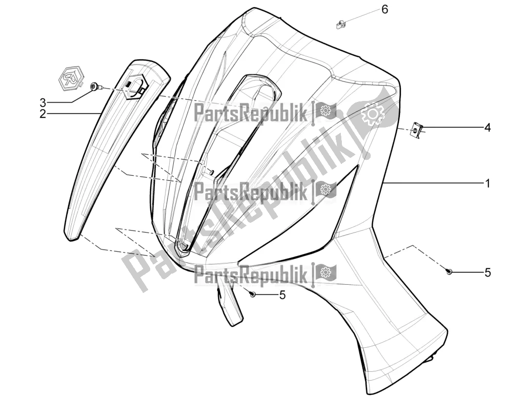 All parts for the Front Shield of the Piaggio Beverly 350 IE ABS 2020