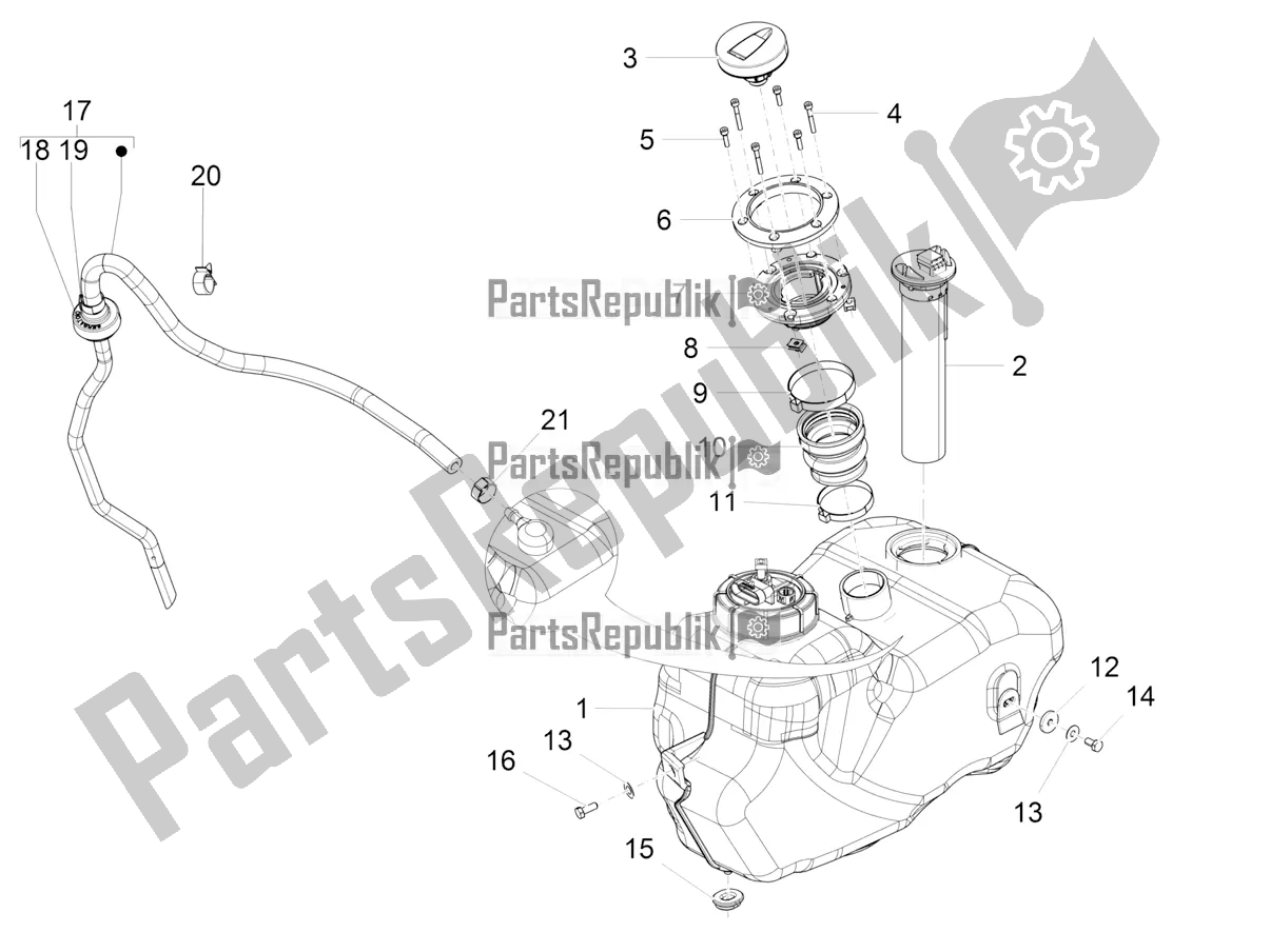 Alle onderdelen voor de Benzinetank van de Piaggio Beverly 350 IE ABS 2020