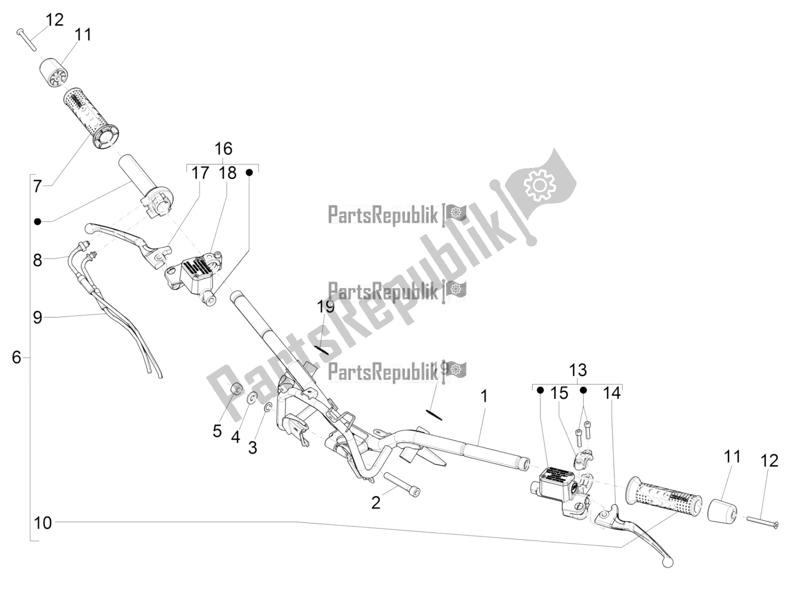 Todas las partes para Manillar - Master Cil. De Piaggio Beverly 350 IE ABS 2020