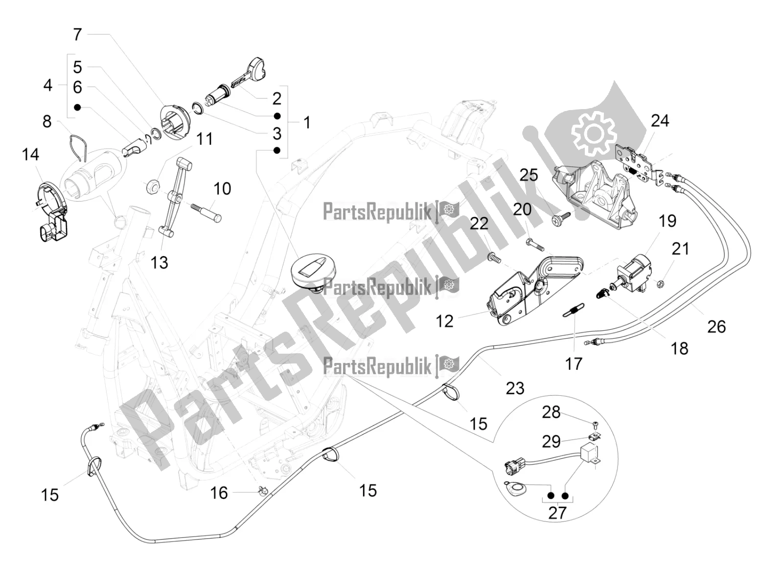 Todas las partes para Cerraduras de Piaggio Beverly 350 IE ABS 2020