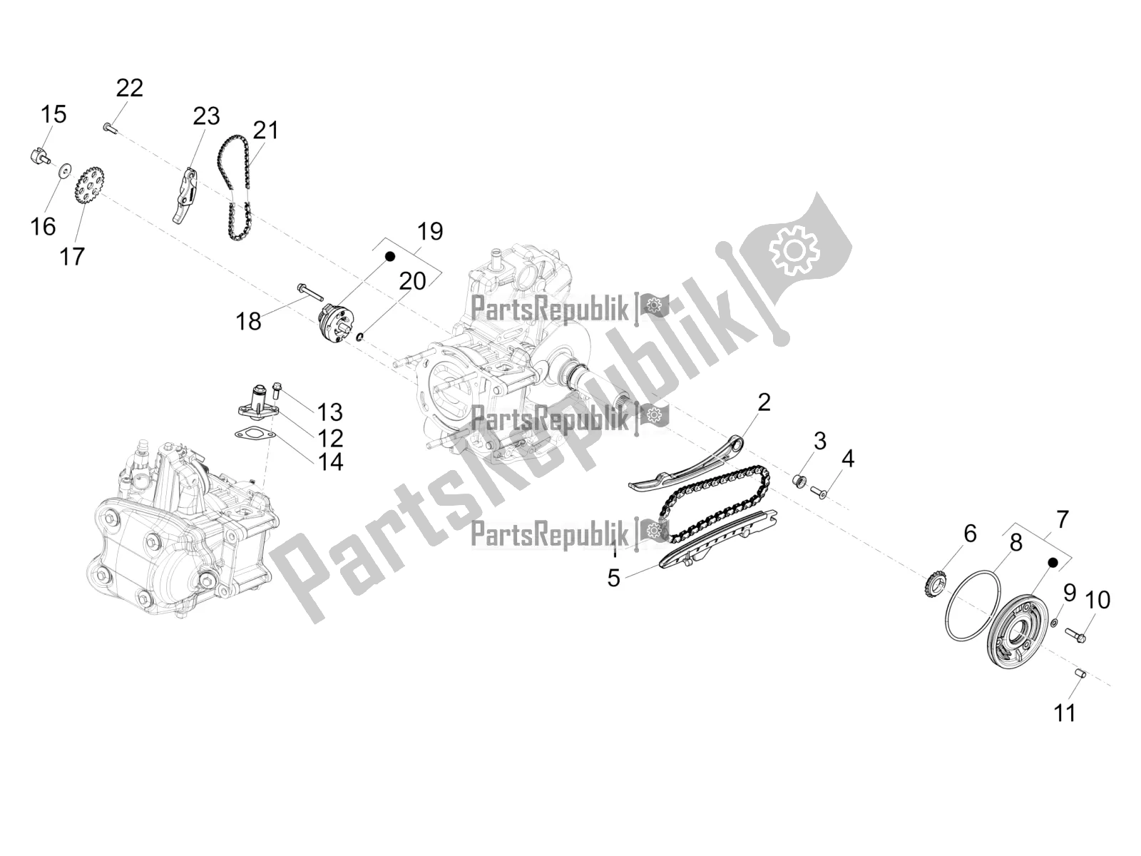 Tutte le parti per il Pompa Dell'olio del Piaggio Beverly 350 IE ABS 2020