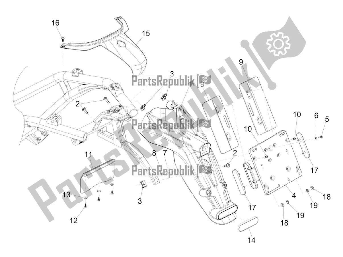 Todas las partes para Cubierta Trasera - Protector Contra Salpicaduras de Piaggio Beverly 350 IE ABS 2020